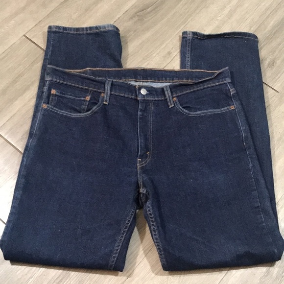 Levi’s 514 Straight Fit Stretch Dark Wash Jeans             size 36z34 - Picture 7 of 12